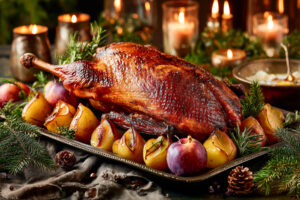 Martinsgans mit Rotkohl, Knödel und Sauce im Restaurant Alter Haferkasten in Neu-Isenburg